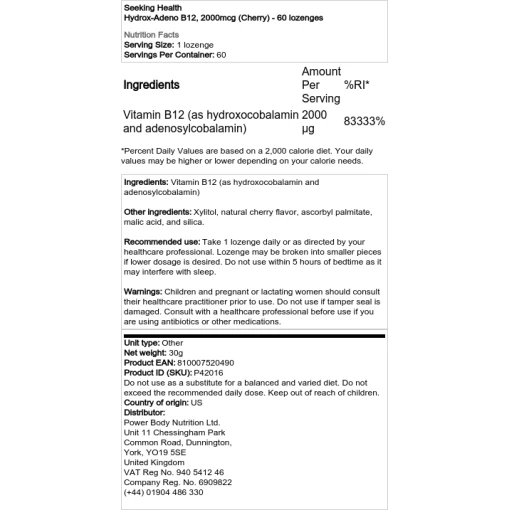 2000mcg (Cherry) - 60 lozenges
