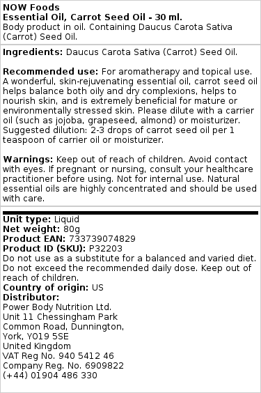 NOW Foods - Essentiële Olie van Wortelzaad - 30 ml - Afbeelding 2