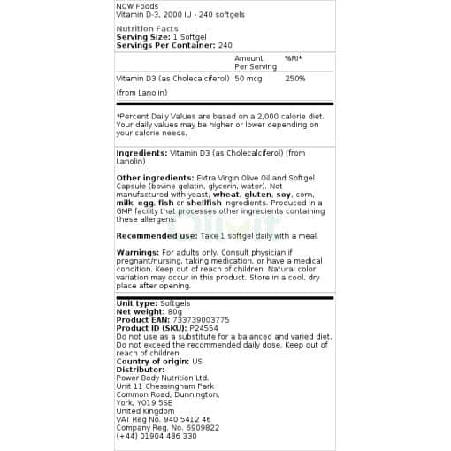 2000 IU - 240 softgels