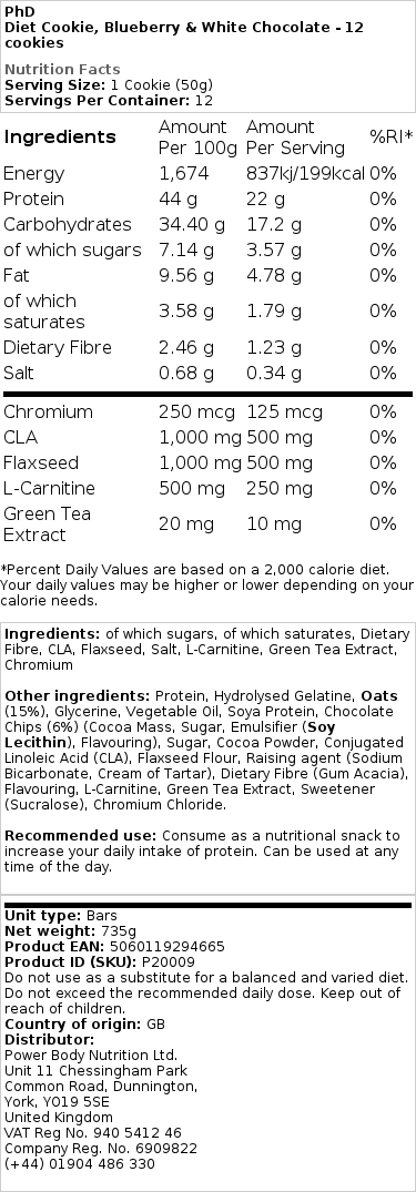 Blueberry & White Chocolate - 12 cookies