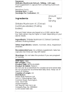 Swanson - Shiitake Mushroom Extract