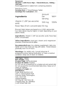 Swanson - Vitamin C with Rose Hips Timed-Release 250 tablets