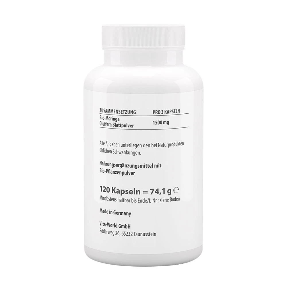 Vitaworld - Biologische Moringa Oleifera 500 mg (120 capsules) - Afbeelding 2