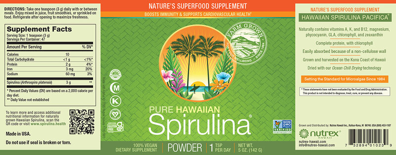 Nutrex - Spirulina uit Hawaï - 100% veganistisch poeder 142g - Afbeelding 4