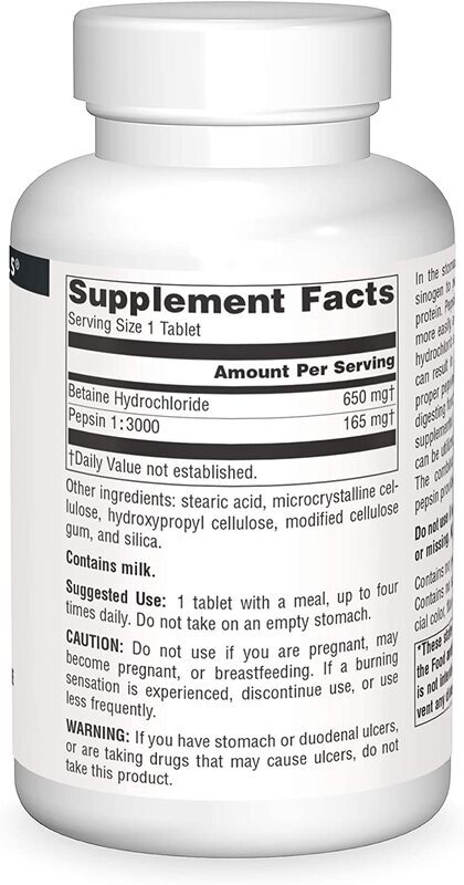 Source Naturals - Betaine HCl 650 mg, 180 tabletten - Afbeelding 3