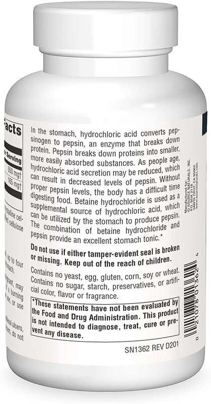 Source Naturals - Betaine HCl 650 mg, 180 tabletten - Afbeelding 4