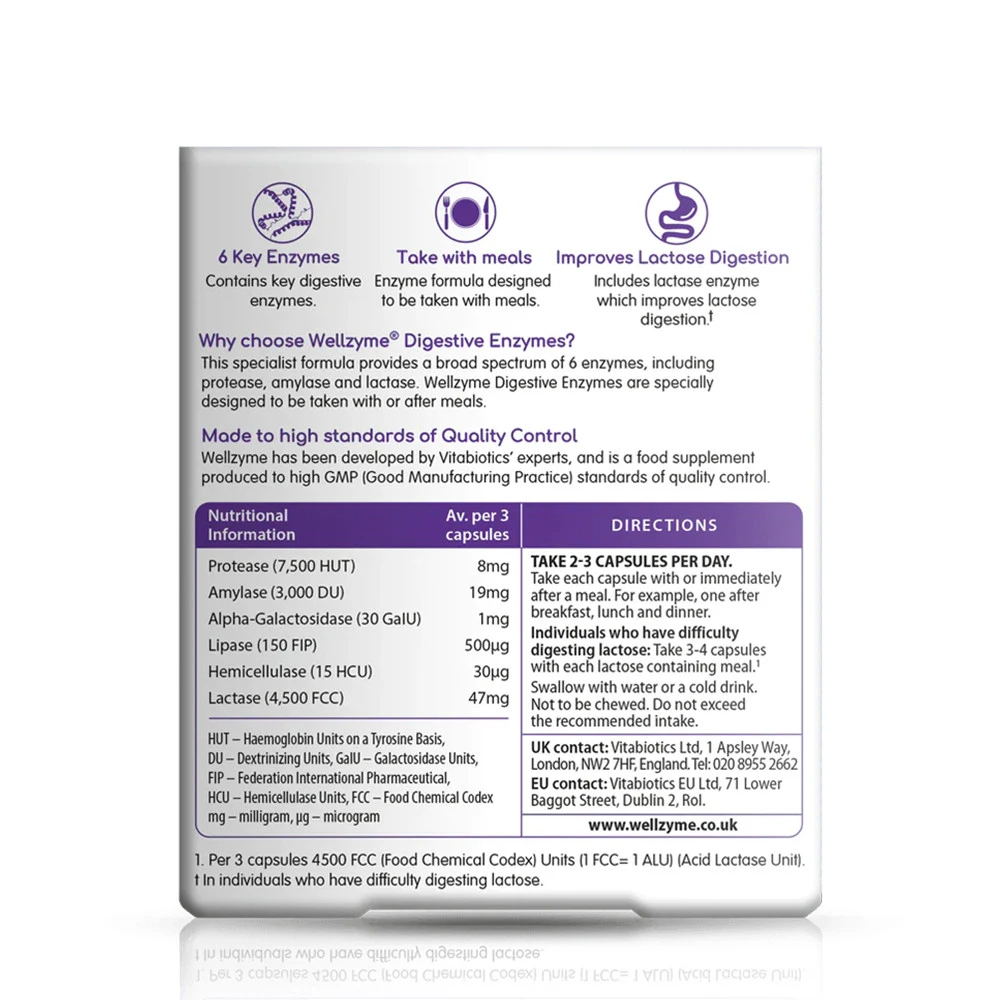 Vitabiotics Wellzyme Digestive Enzymes (60 Capsules)