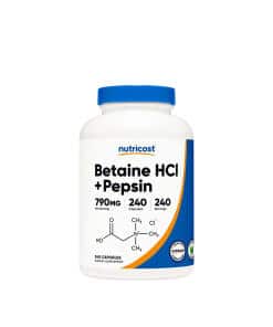 Nutricost Betaine HCI + Pepsin Capsules (240 Capsules)