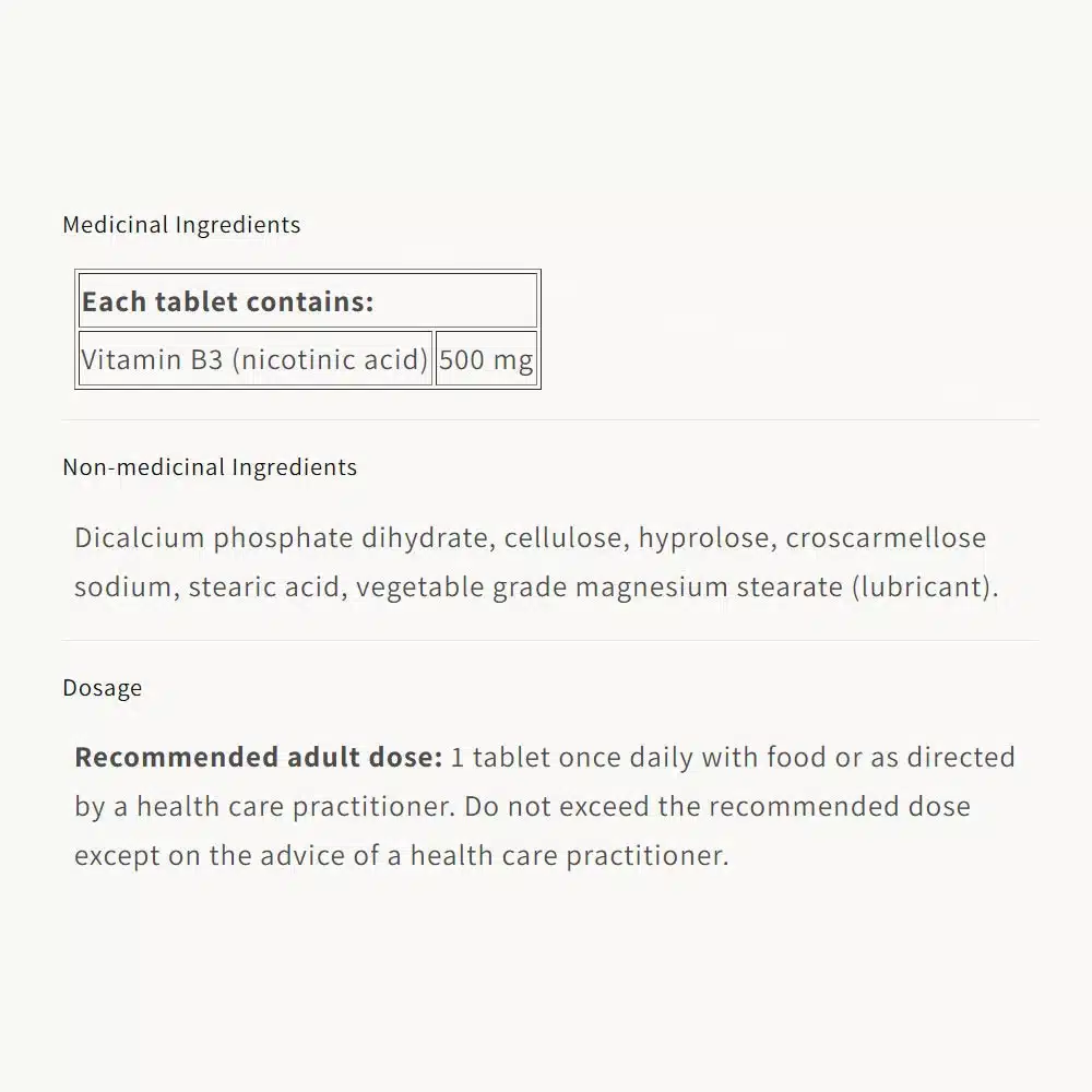 Natural Factors - Niacine 500 mg (90 tabletten) - Afbeelding 2